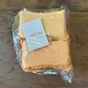 Set of 6 Orange Microfiber Scrubber Sponges Non-Scratch Kitchen Sponges NWT